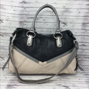 B. Makowsky 3-Tone Leather Satchel Shoulder-bag